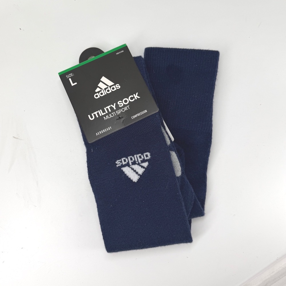 Adidas Utility Sock Multi Sport Aeroready Navy Blue White Large 5140220D-OTC